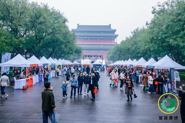 &ldquo;有一種叫云南的生活&middot;非遺彝繡秀北京&rdquo;活動,在北京鐘鼓樓舉行